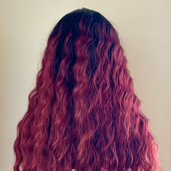 A Pretty 30” Ombre Burgundy Wig with Bangs - Picture 10 of 11
